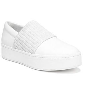 Vince white platform slip ons